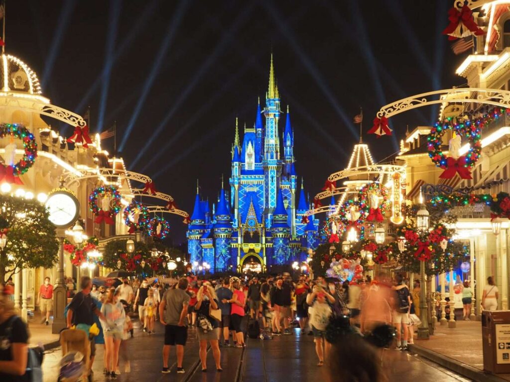 Christmas Castle at Magic Kingdom Main Street
