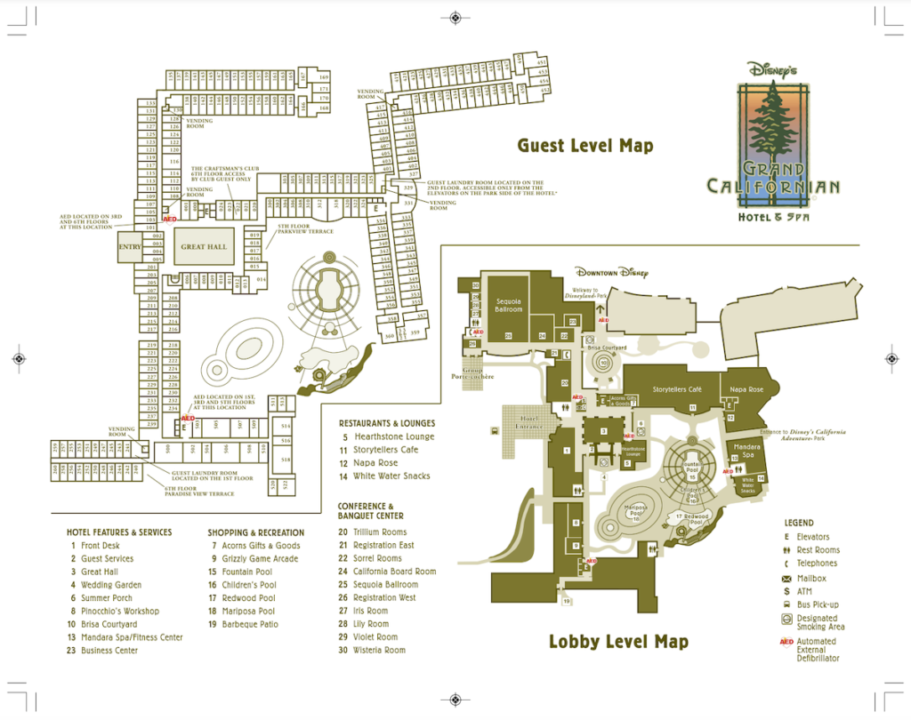 Disneyland Grand Californian Resort Map