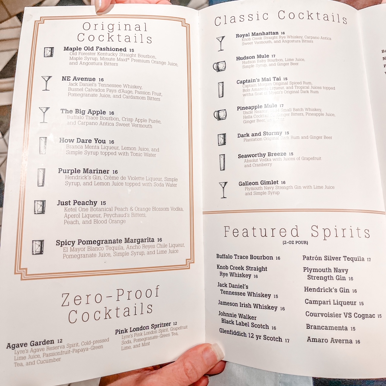 Ale and Compass Lounge Menu Disney Bar