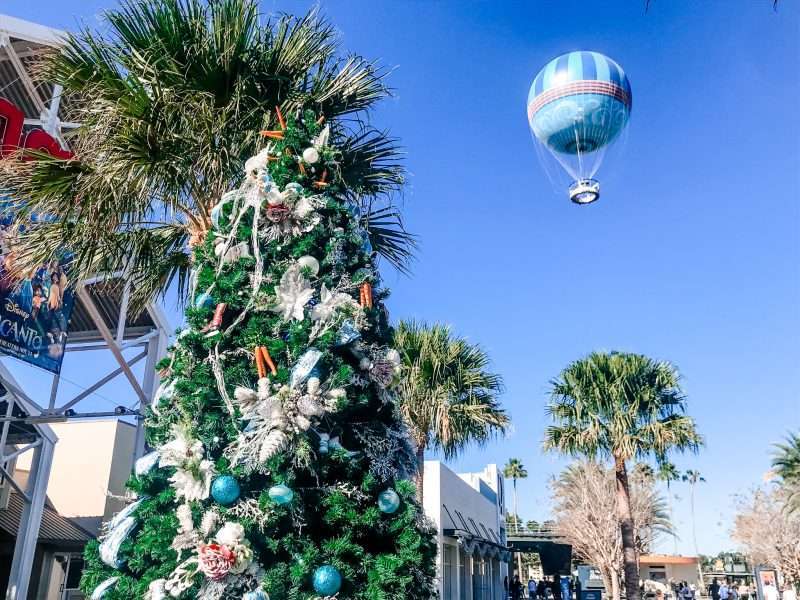 Christmas at Disney Springs with Hot Air Balloon and Tree