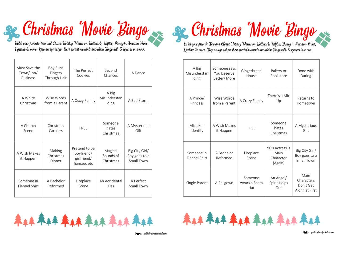 Christmas Movie Bingo Cards Free Printable