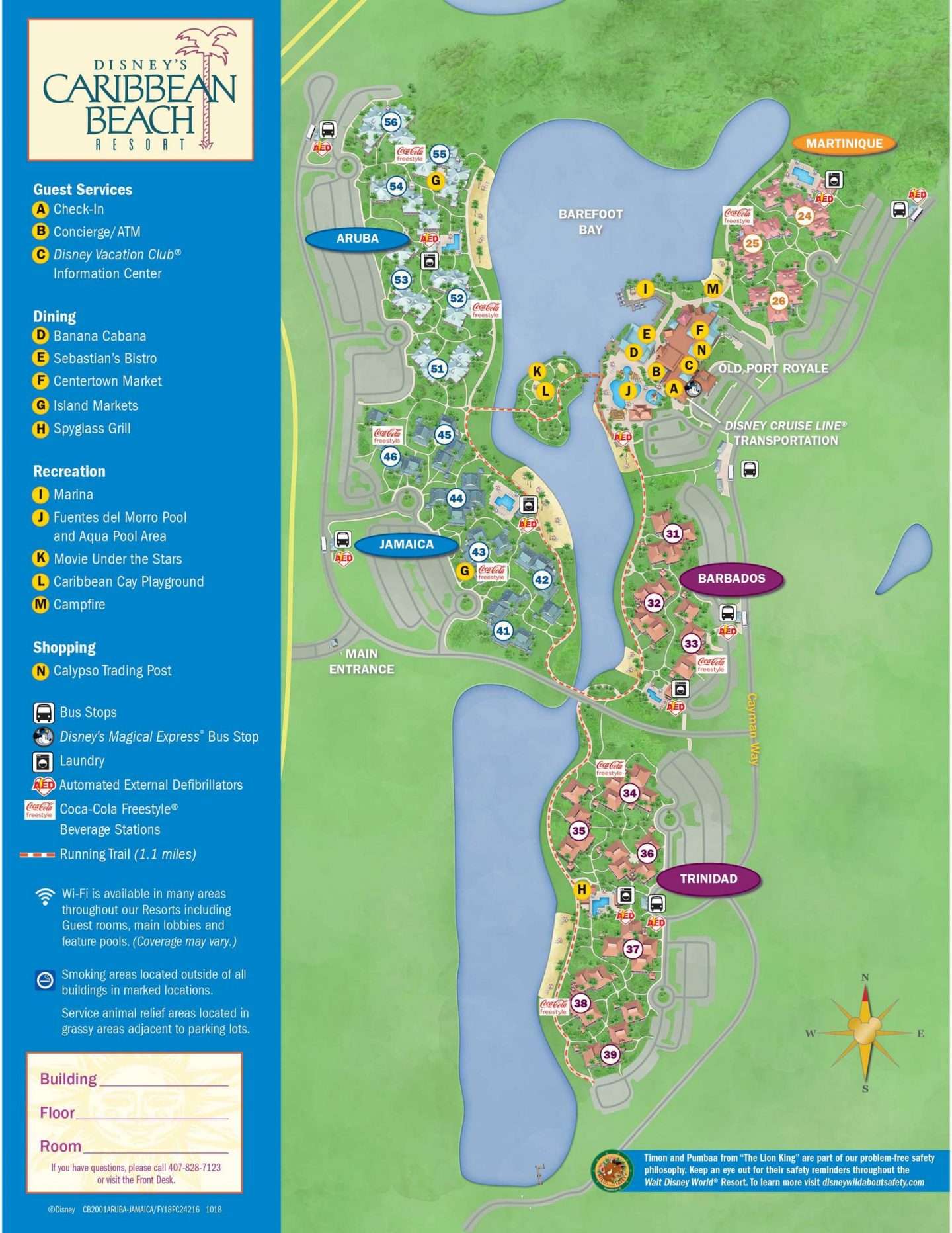 Disneys Caribbean Beach Resort Map