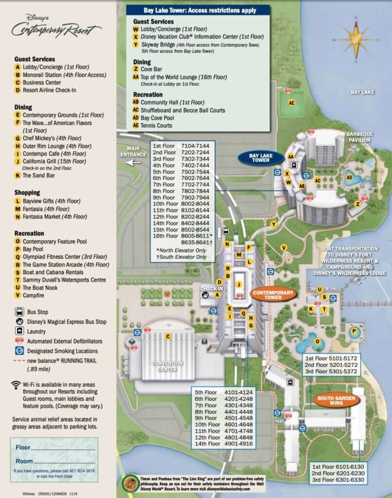 Disney Contemporary Resort Map