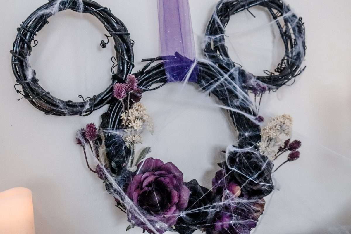 Mickey Wreath with Flowers Haunted Mansion