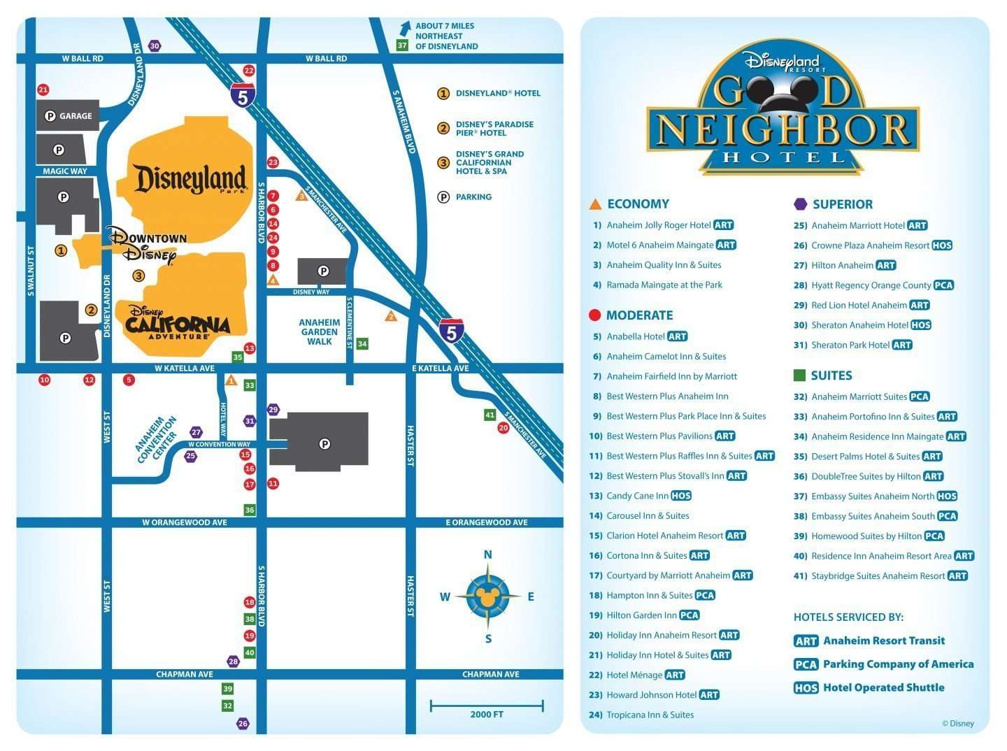 Disneyland Good Neighbor Hotels Map
