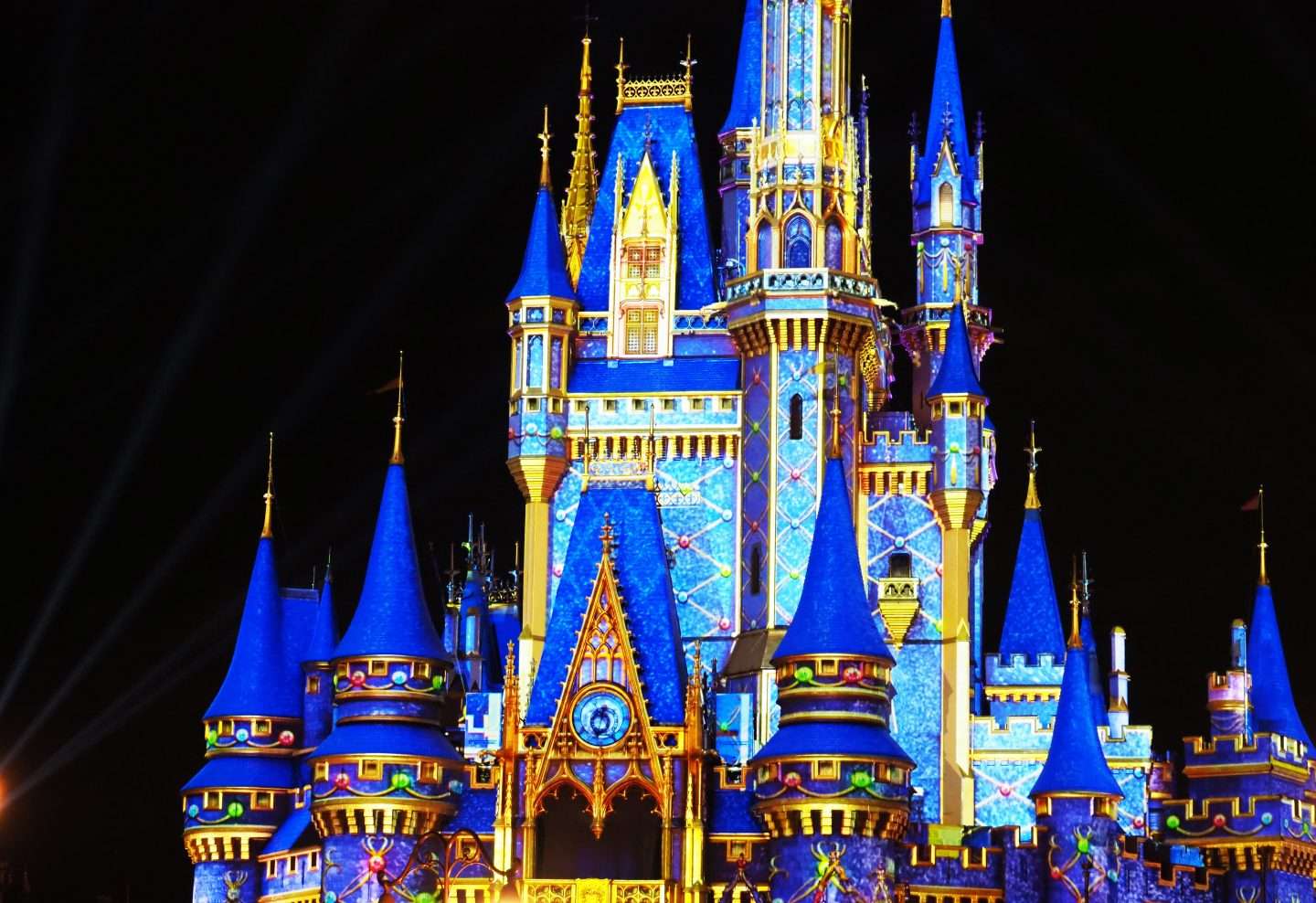 Cinderella Castle at Christmas Blue Decorations