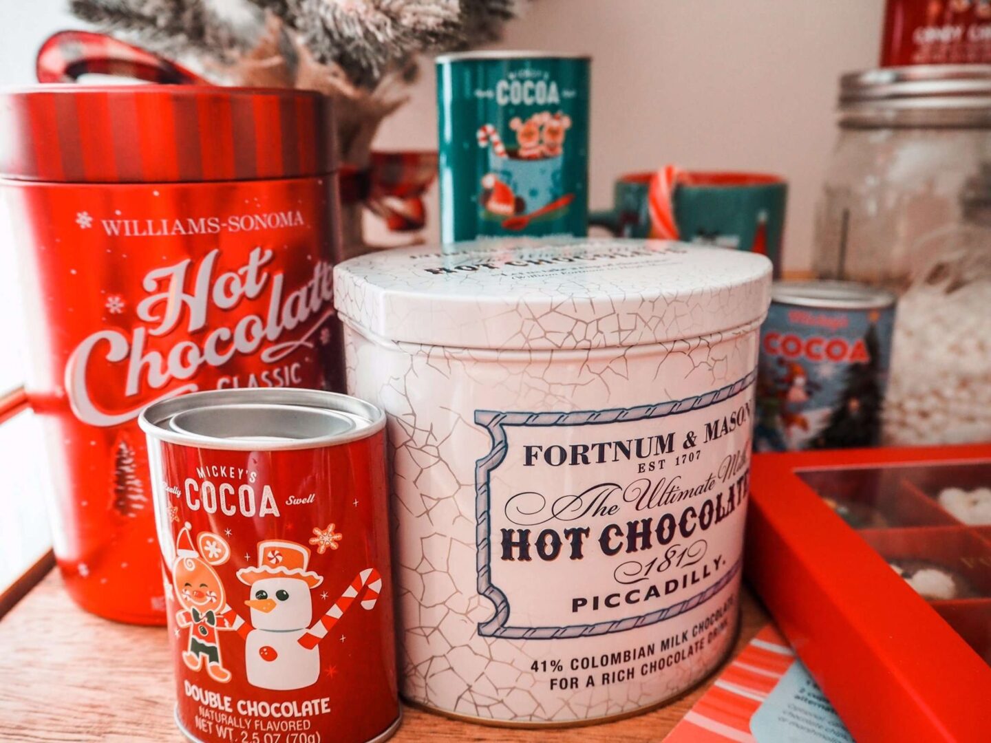 Hot cocoa on a cocoa bar cart Christmas Winter