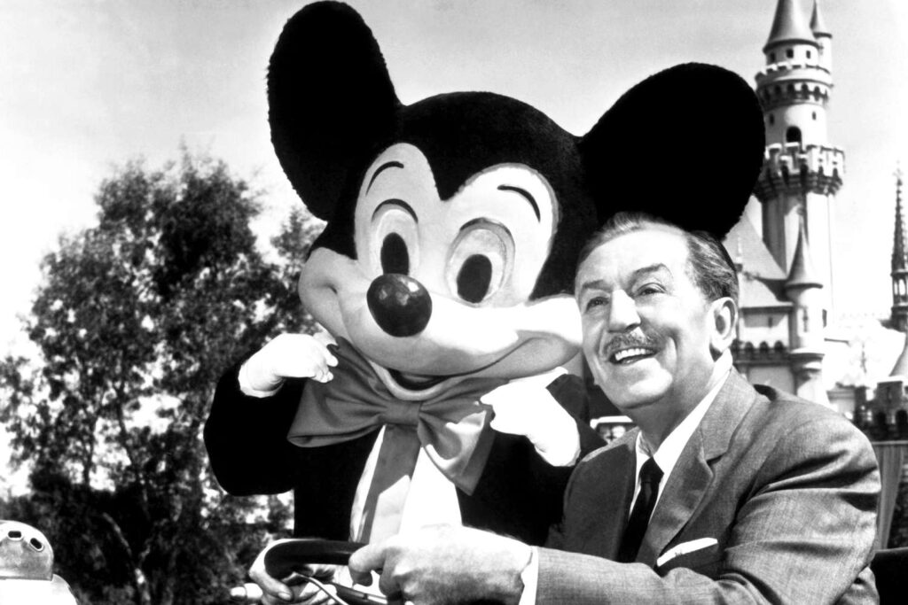 Walt Disney and Mickey Mouse at Disneyland