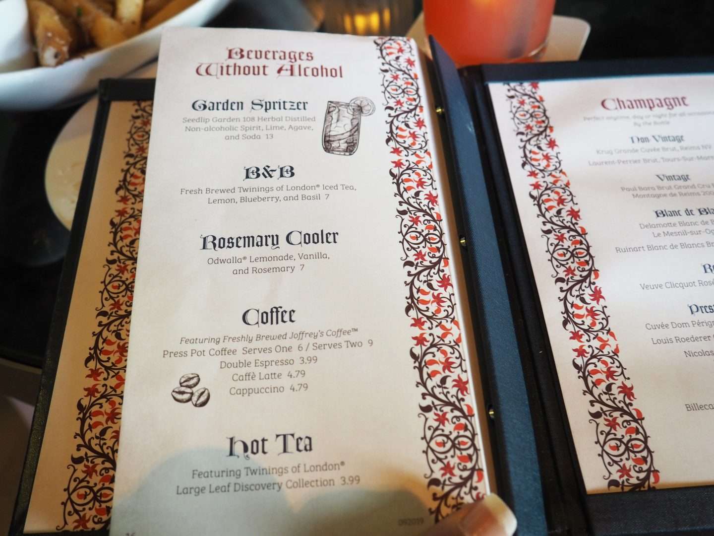 disney world enchanted rose Menu