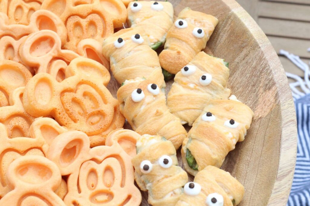 Mickey Waffled and Cream Cheese Mummies for Halloween