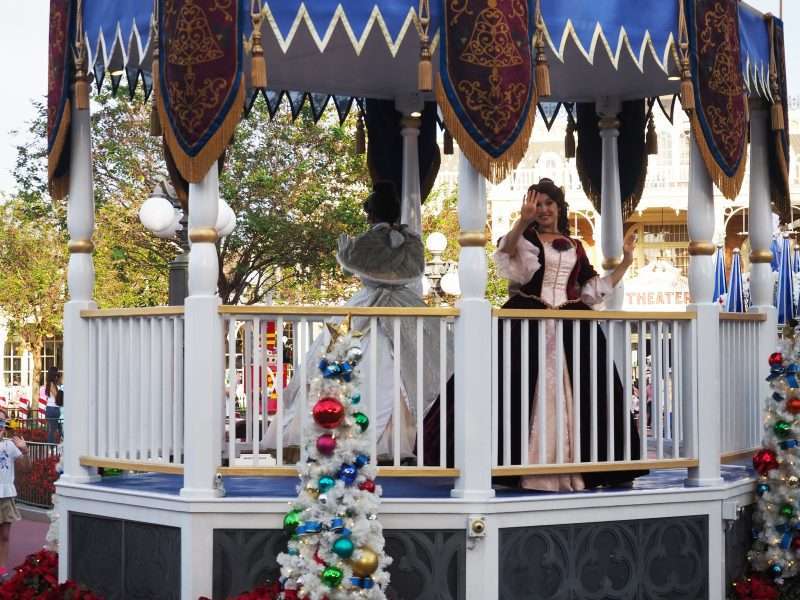 Belle in her Christmas Dress at Disney World