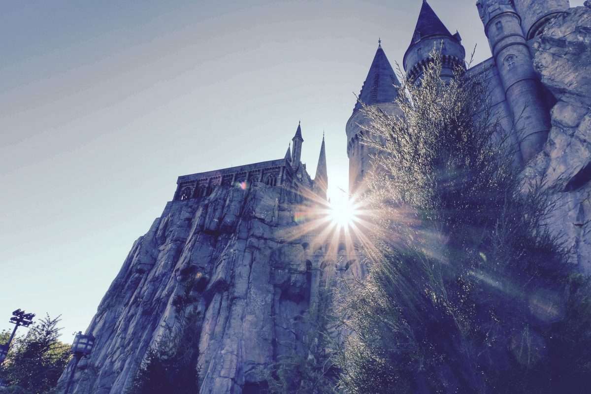Hogwarts Castle with Sunburst Harry Potter Universal