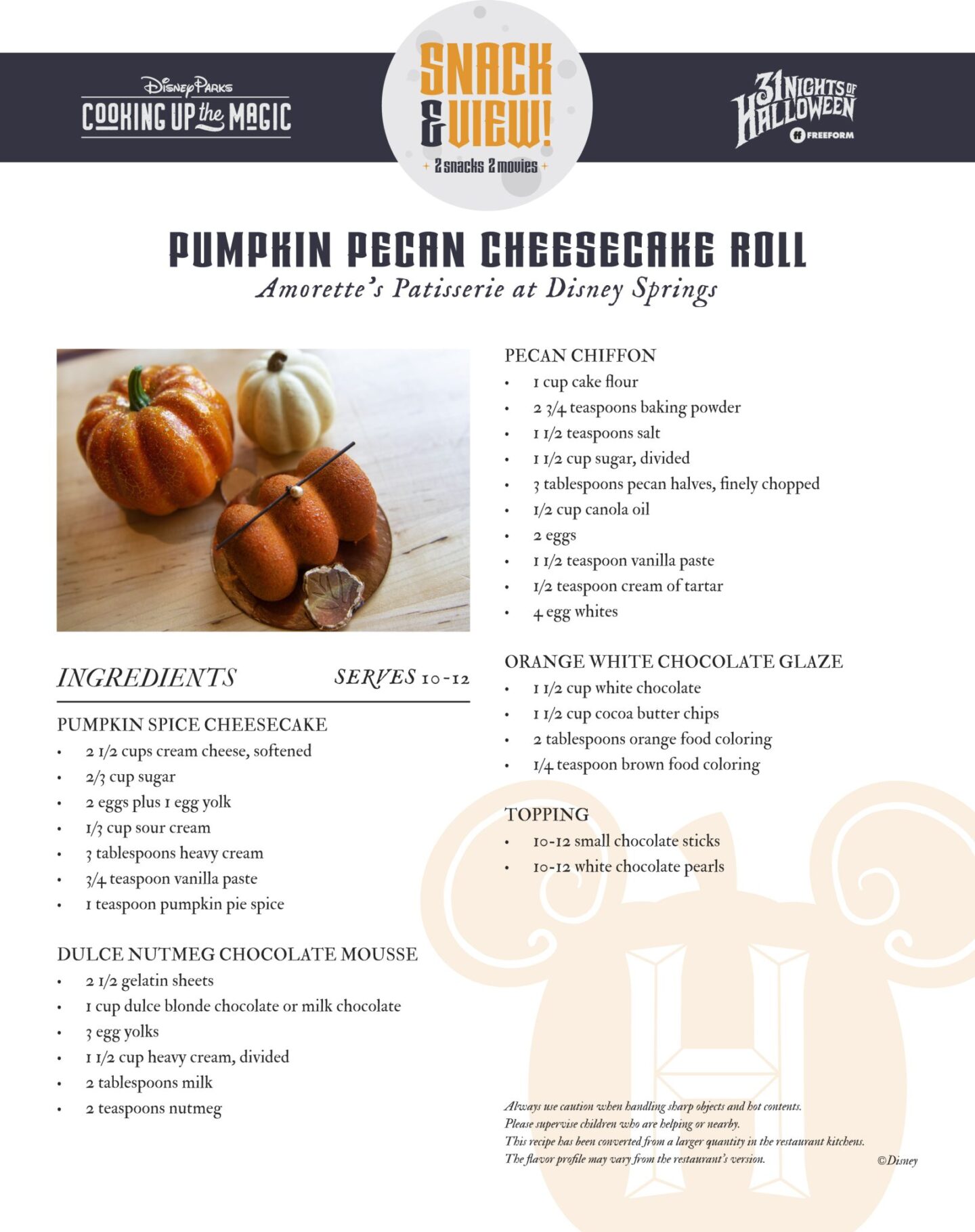 Pumpkin Pecan Cheesecake Roll Disney Halloween Recipes