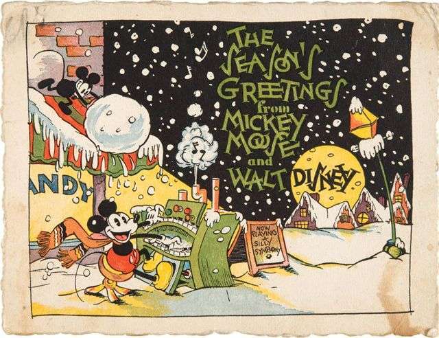 1930 Walt Disney Animation Christmas Card