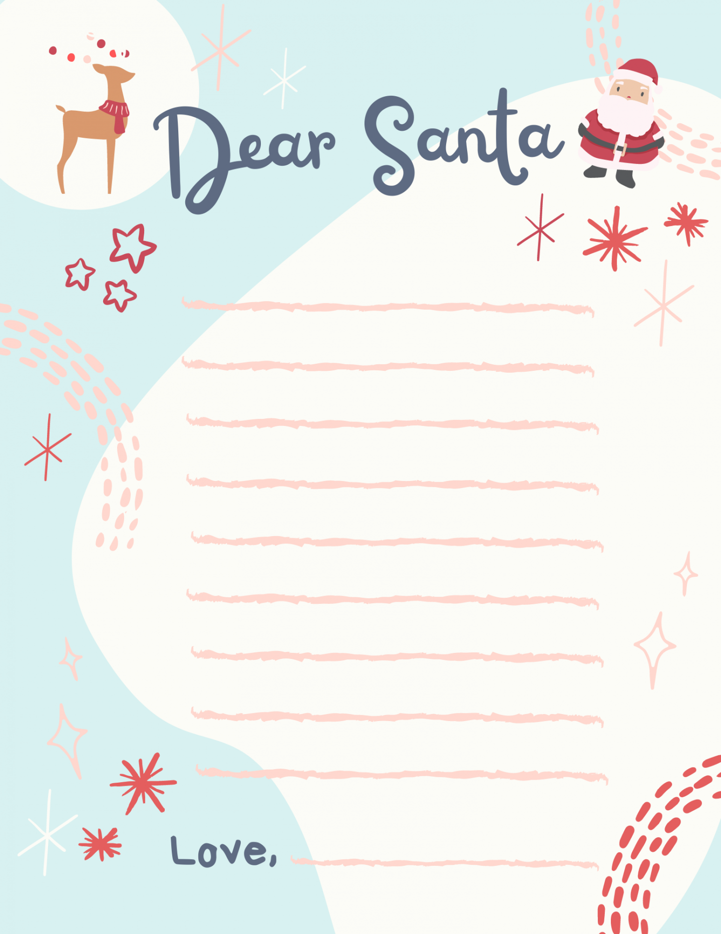 Dear Santa Letter Template FREE Printable