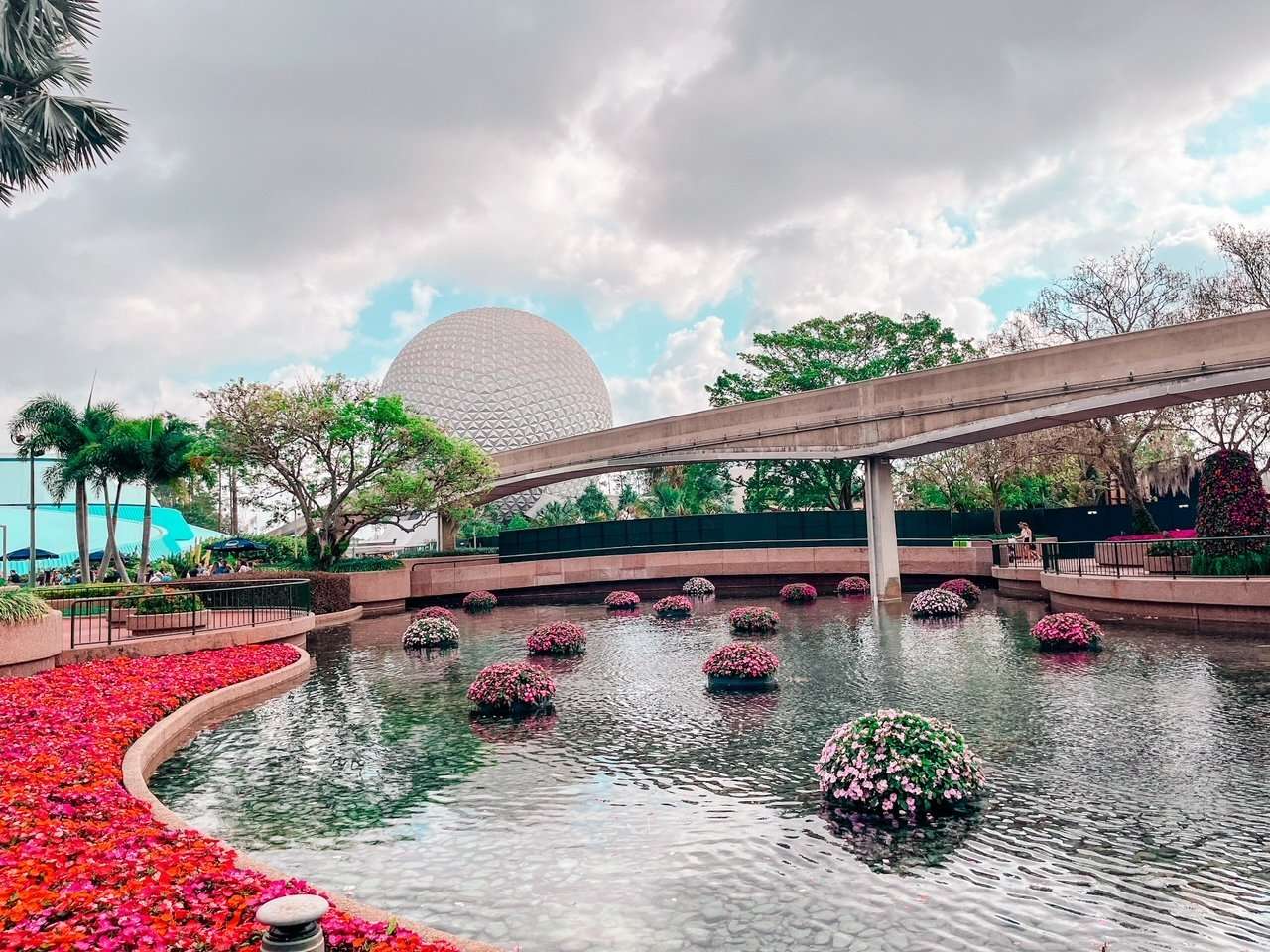 Epcot Park during Flower and Garden Rain