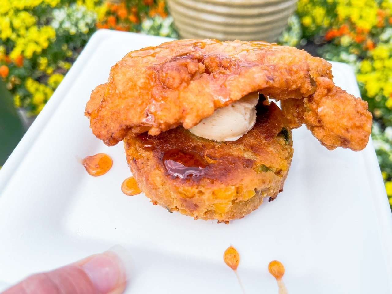 Chicken and Corn Cake Flower and Garden
