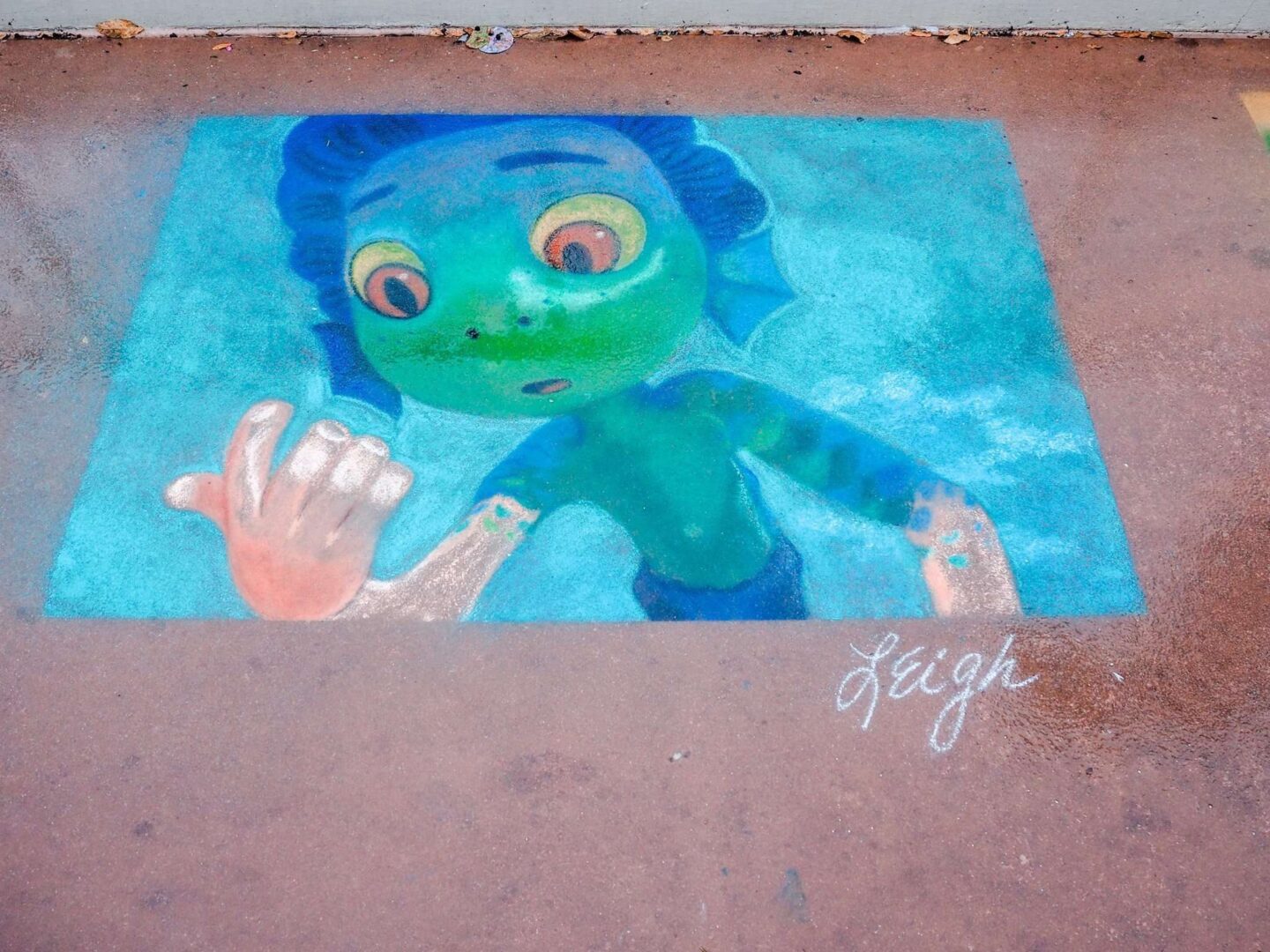 Luca Chalk art at Festival of the Arts