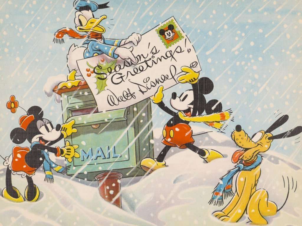 1936 Mickey and Friends Blizzard Mail Christmas Card