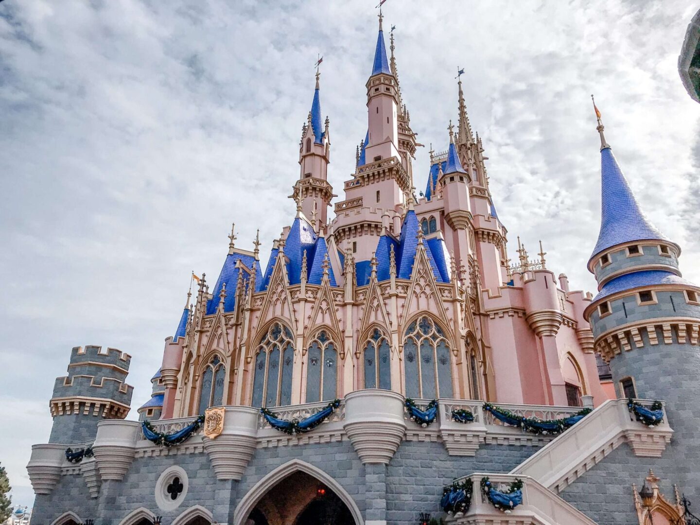 Cinderellas CAstle at Christmas Time Magic Kingdom