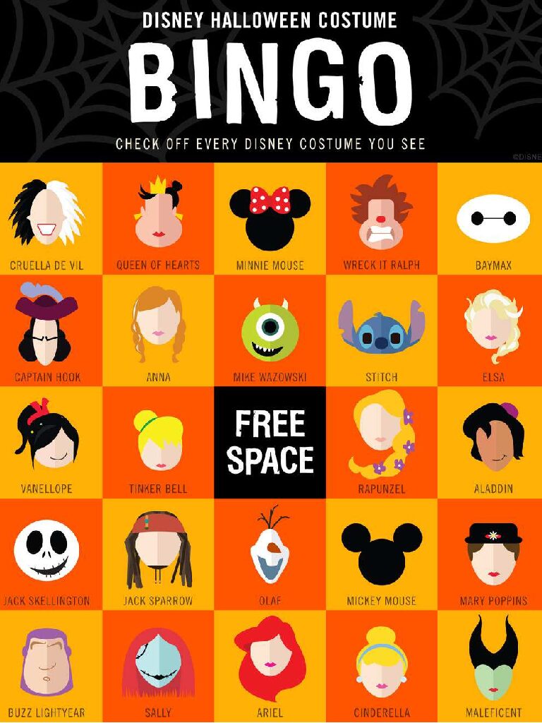Disney Halloween Bingo Card