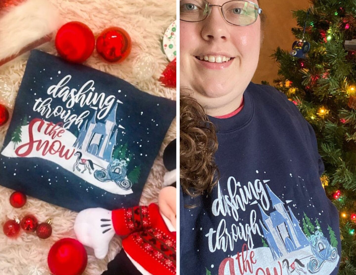 Disney Christmas Shirt Castle Cinderella Dashing through the Snow