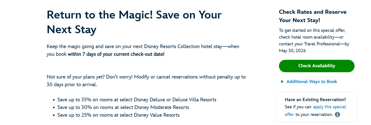 Disney Bounceback Offer Details 2026- 2027