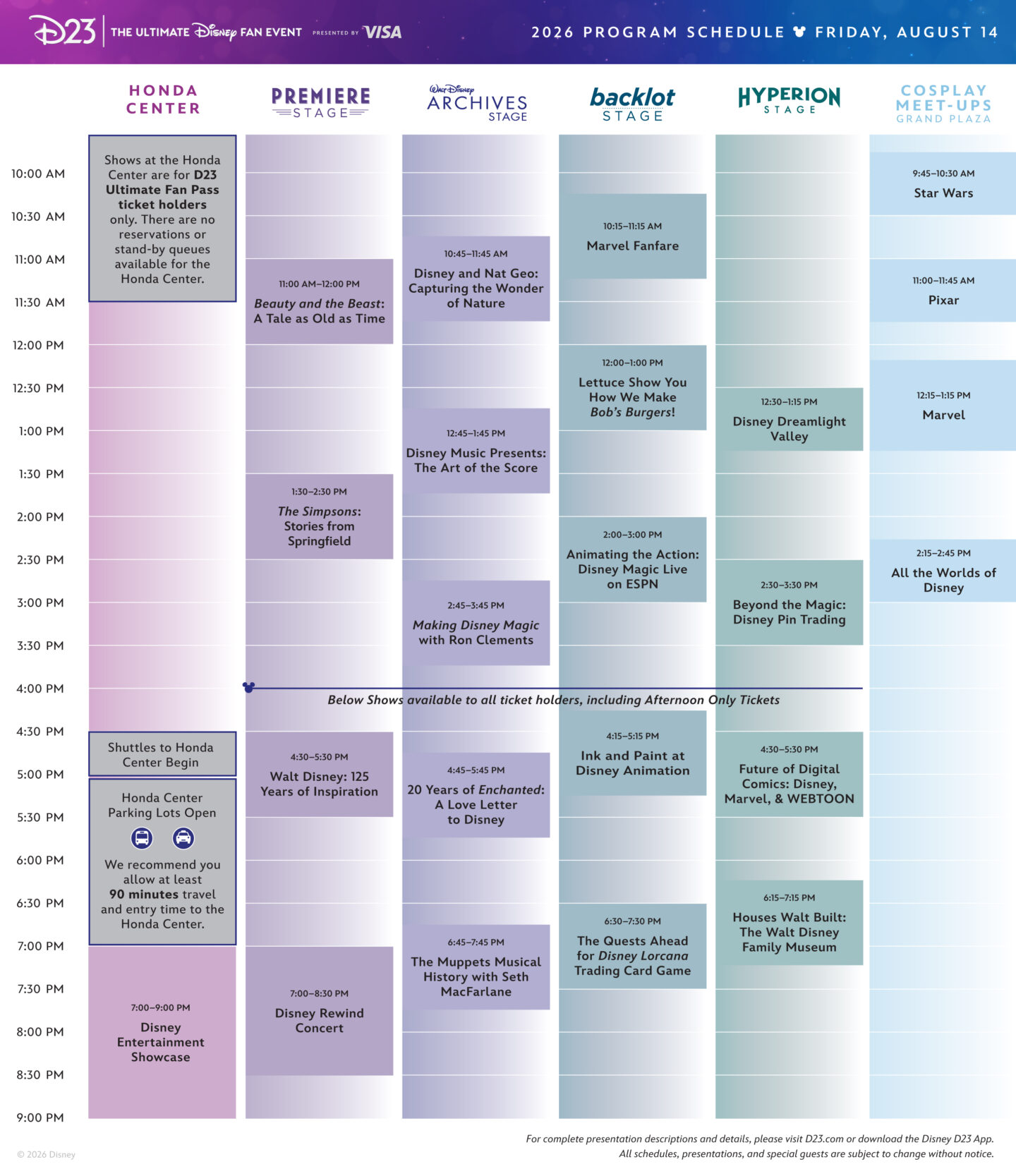 D23 Expo Schedule 2026 Friday