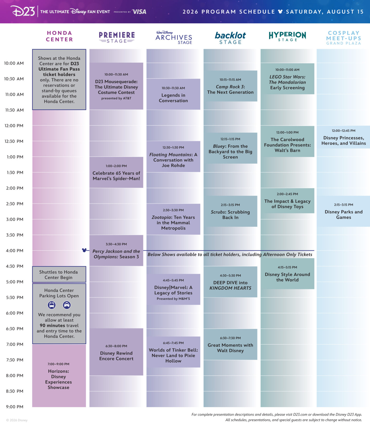 D23 Expo Schedule 2026 Saturday